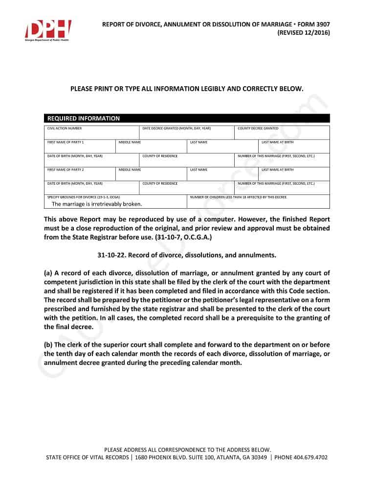 report of divorce annulment or dissolution of marriage diy